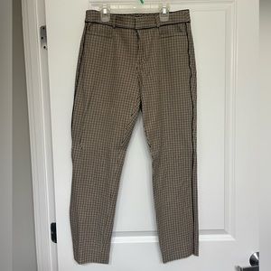 Banana Republic Sloan Brown Plaid Pants with Faux Leather Piping